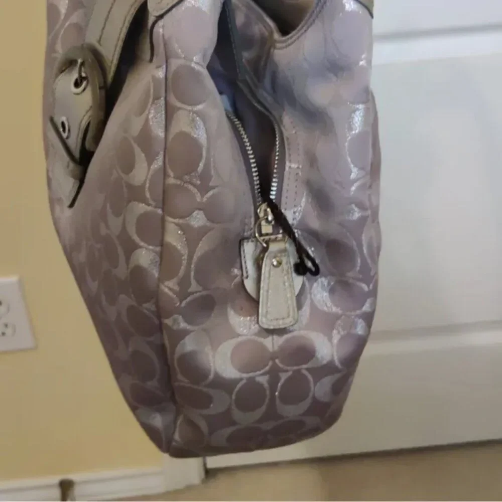 Coach Soho Silver Gray Signature Hobo Bag